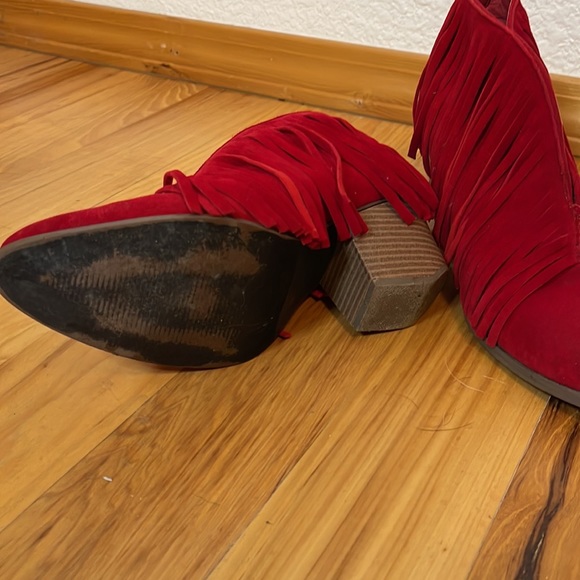 Red Fringe Booties - Picture 3 of 3